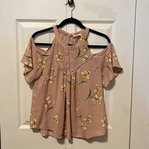 Pink with Yellow Daffodils Chiffon Tank size S